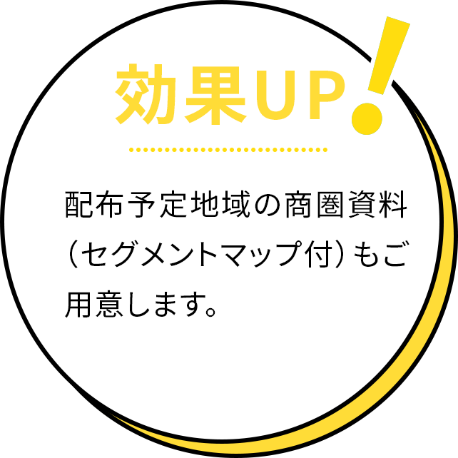 効果UP！配布予定地域の商圏資料（セグメントマップ付）もご用意します。